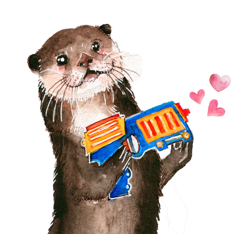 Dart War Otter Anniversary Card For Husband Pew Pew I Love You Card For Girlfriend Funny Valentines Day Card For Boyfriend image 3