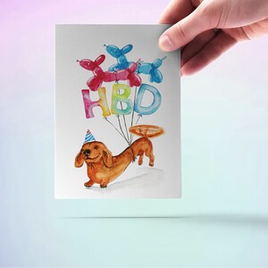 Wiener Balloons Dog Birthday Card Funny - Dachshund Doxie Birthday ...