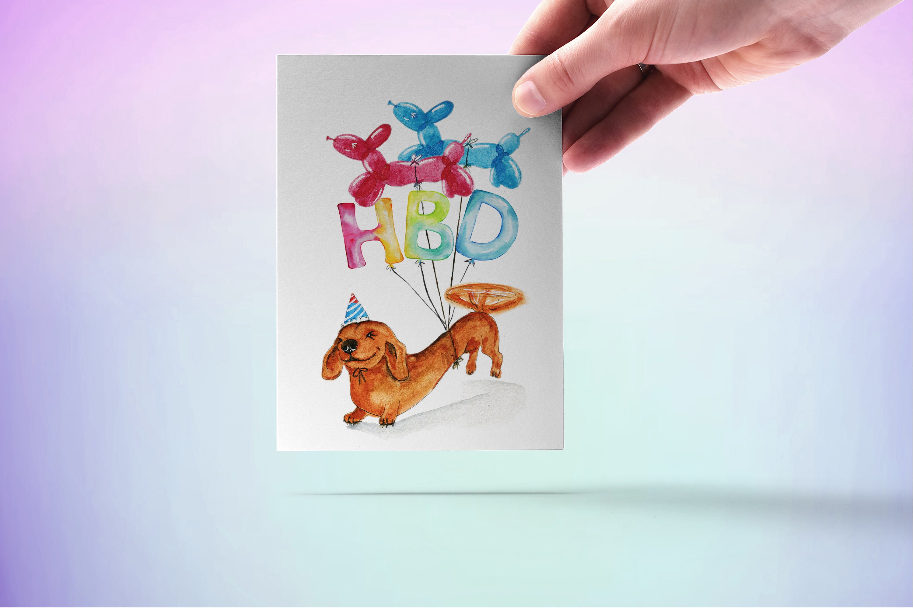 Wiener Balloons Dog Birthday Card Funny - Dachshund Doxie Birthday ...