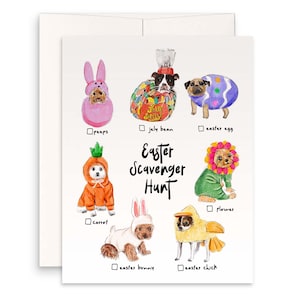 Chasse au trésor de Pâques avec chien pour enfants - Cartes de Pâques Poussin et lapin pour petite-fille - Cadeaux de jeu de Pâques