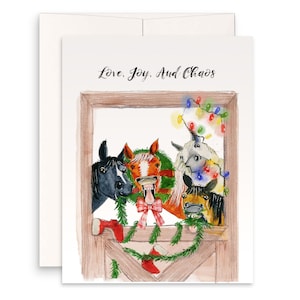 Scheunenpferde Weihnachtskarten für Pferdeliebhaber - Stallbauernhaus-Weihnachtskarten für sie - Liyana Studio Handmade Greetings