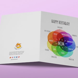 Mom Birthday Card Rainbow Venn Diagram Chart image 4