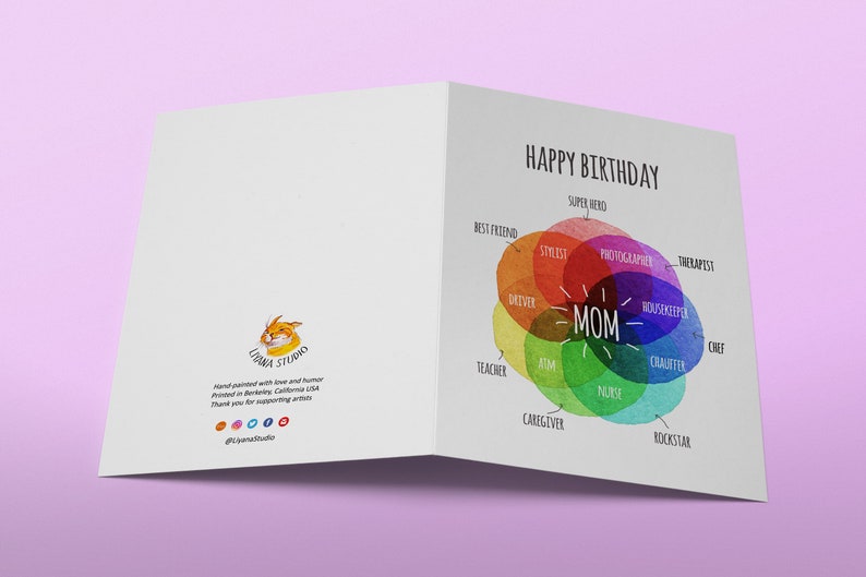 Mom Birthday Card Rainbow Venn Diagram Chart image 4