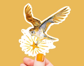 Schleiereule Stern Vogel Aufkleber - Aquarell Eule Aufkleber für Vogelliebhaber - Eule Geschenke für Sie - Wasserdichter Aufkleber Liyana Studio