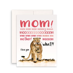 Lion Funny Mothers Day Card From Daughter - Lions Mom And Baby Birthday Card For Mom