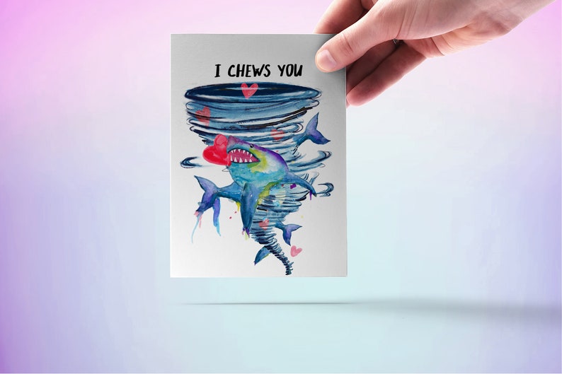 Sharks Tornado Birthday Card For Best Friend Shark Lover Birthday Gifts Hearts I Chews You