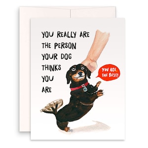 Ensemble de cartes de remerciement drôles pour la meilleure personne de chien - Cartes d’encouragement pour les chiens teckel pour les amoureux des chiens - Cadeau pour les amoureux des chiens Wiener pour lui