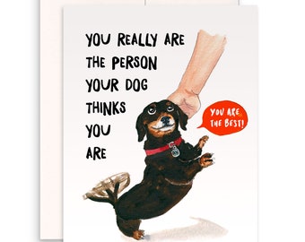 Ensemble de cartes de remerciement drôles pour la meilleure personne de chien - Cartes d’encouragement pour les chiens teckel pour les amoureux des chiens - Cadeau pour les amoureux des chiens Wiener pour lui