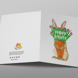 Carrot Flower Bunny Easter Card Pack Funny Easter Cards For Kids Watercolor Spring Greeting Card Set For Friends image 7