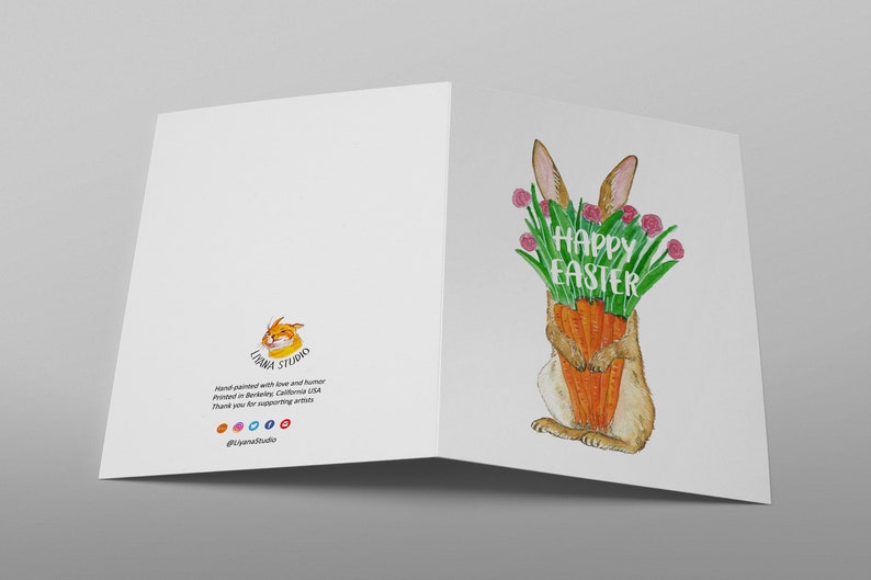 Carrot Flower Bunny Easter Card Pack Funny Easter Cards For Kids Watercolor Spring Greeting Card Set For Friends image 7