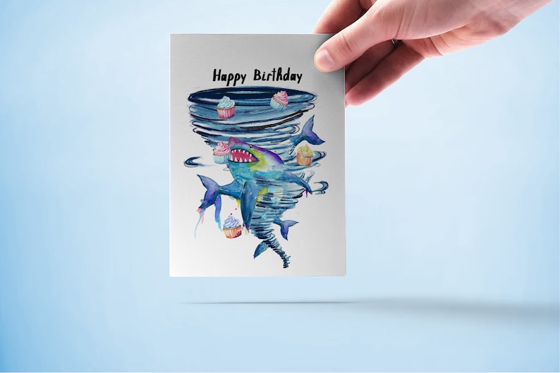 Sharks Tornado Birthday Card For Best Friend Shark Lover Birthday Gifts image 3