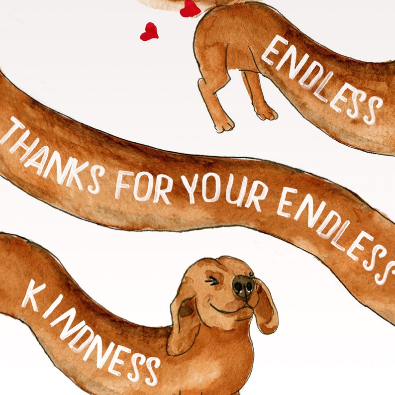 Wiener Dog Funny Thank You Cards Pack Endless Thanks For Kindness Gift image 4