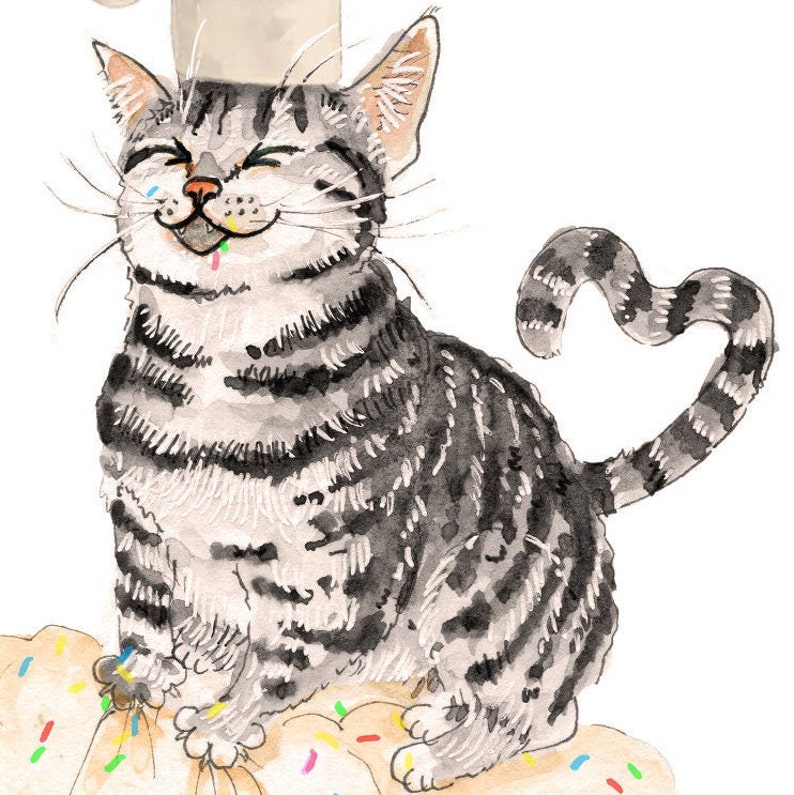 Funny Birthday Card From Cat Chef Tabby Cat Knead Cake Grey Tabby