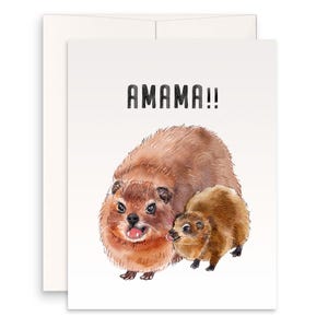 Awawa Hyrax Rock Lustige Muttertagskarte von Kind - Amama Geburtstagskarte für Mama - Liyana Studio Handgefertigte Grußkarten
