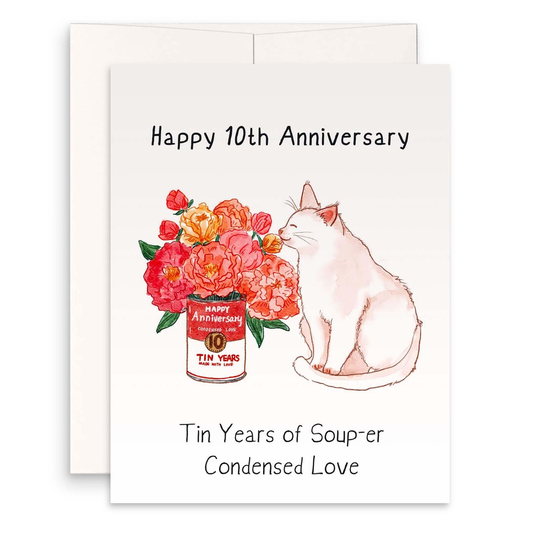10 Years Tin Anniversary Card for Husband - Flower in Tin Can ...