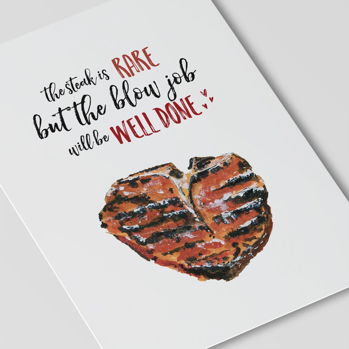 Steak and Blowjob Love Day Card for Boyfriend Funny Steak Etsy