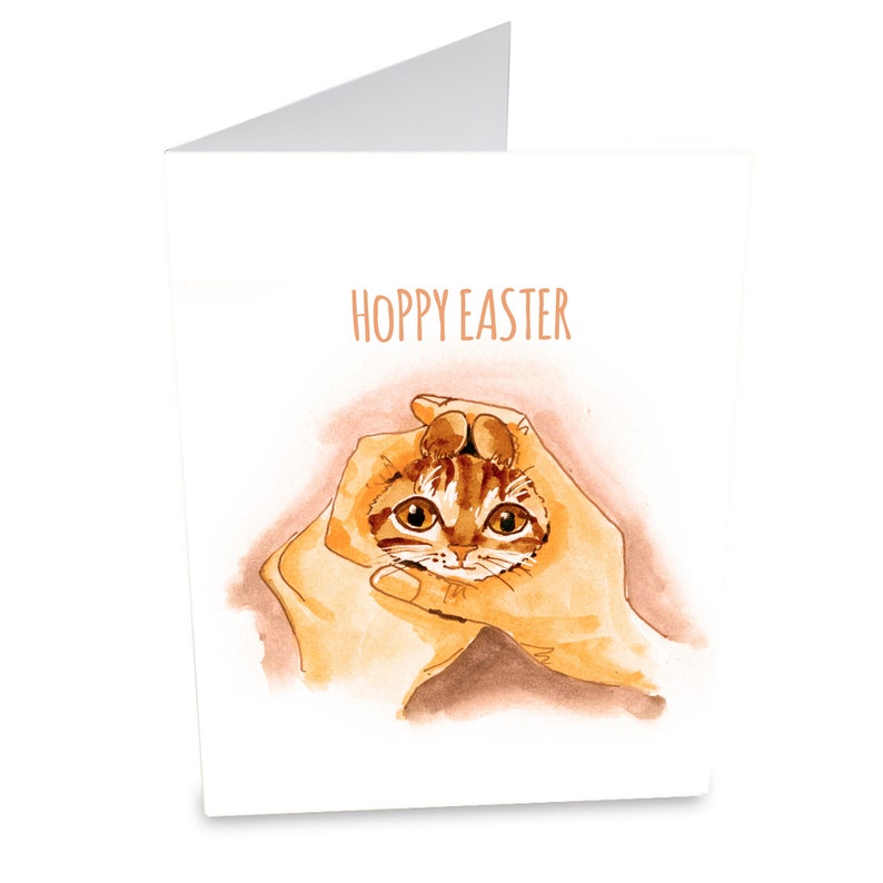 Funny Bunny Ears Cat Easter Cards Hoppy Easter Cards Pack Etsy