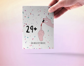 Offensive 30th Birthday Card For Her, Absolute Fabulous Middle Finger Nail Polish Feminist Gift