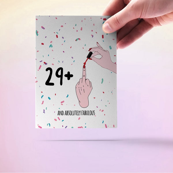 Offensive 30th Birthday Card For Her, Absolute Fabulous Middle Finger Nail Polish Feminist Gift