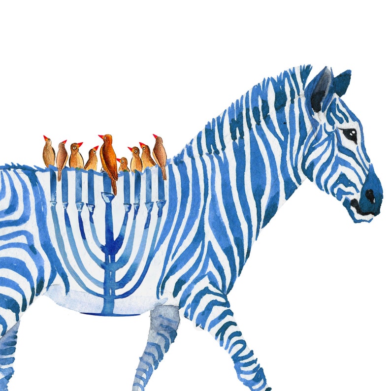 Zebra Menorah Hanukkah Cards Set Unique Chanukah Art Etsy
