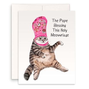 Carte de mariage drôle Pape chat Crocs - Bless This Meowriage - carte de fiançailles pour cadeaux de douche nuptiale - Liyana Studio