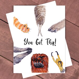 Vous avez cette carte d’encouragement pour elle, Animals Paws Fist Bump High Five Cartes de motivation pour les amis, Nouvelle carte de travail drôle pour lui, Nouvel emploi
