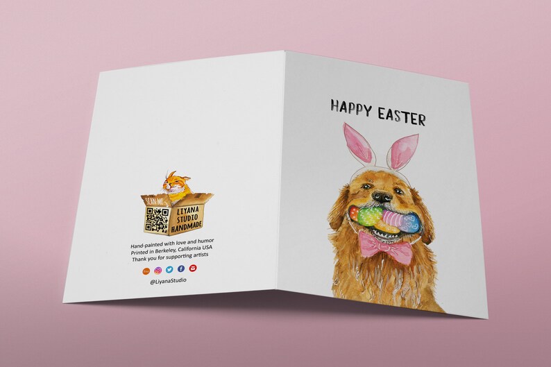 Golden Retriever Dog Funny Easter Cards For Kids Watercolor Egg Easter Gifts For Granddaughter image 9