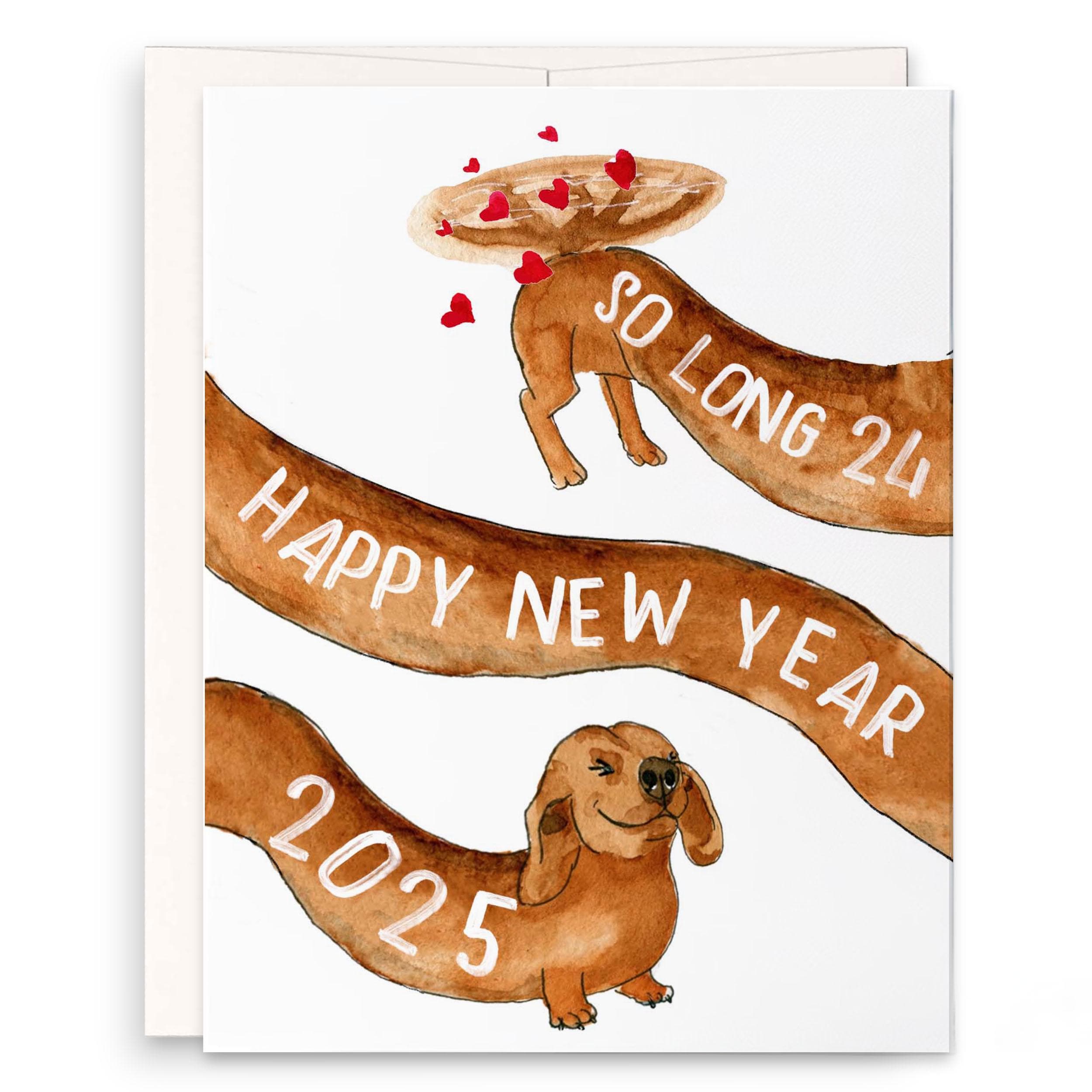 Happy New Year Cards 2025 - Dachshund Wiener Dog New Year