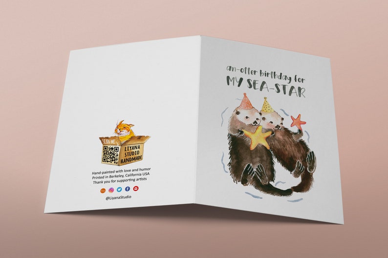 Sea Otter Sister Birthday Card Funny An-Otter Happy Birthday Card To My Sea Star image 7