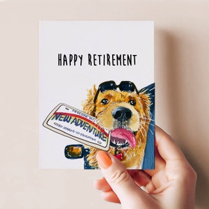 Dog Retirement Card - Coworker Leaving Farewell Cards - New Adventure Golden Retriever image 5