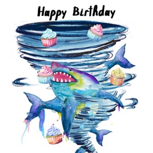 Sharks Tornado Birthday Card For Best Friend Shark Lover Birthday Gifts image 2