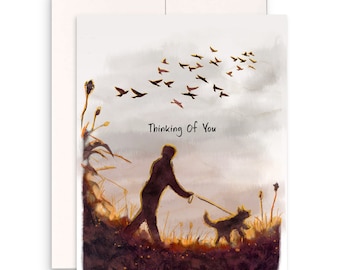 Sunset Walking Dog Sympathy Card - Loss Of Dog Thinking Of You Card For Dog Lover - Handmade Card By Liyana Studio Greeting