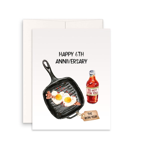 6th Iron Anniversary Card for Husband Cast Iron Gifts Funny Anniversary  Cards for Him 