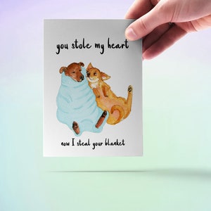 Blanket Thief Funny Anniversary Card For Boyfriend Funny Valentines Day Card For Girlfriend Dog Lover Valentines Gift image 4