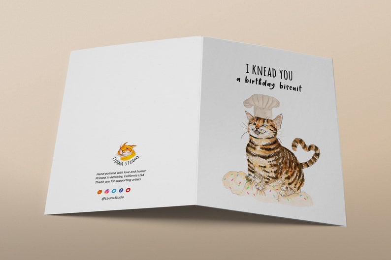 Funny Birthday Card From Cat Chef Tabby Cat Knead Cake image 4