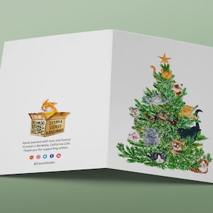 Cat Christmas Tree Card Funny Cat Lover Gift For Friends Orange Tabby Siamese Black Cat Cards image 5