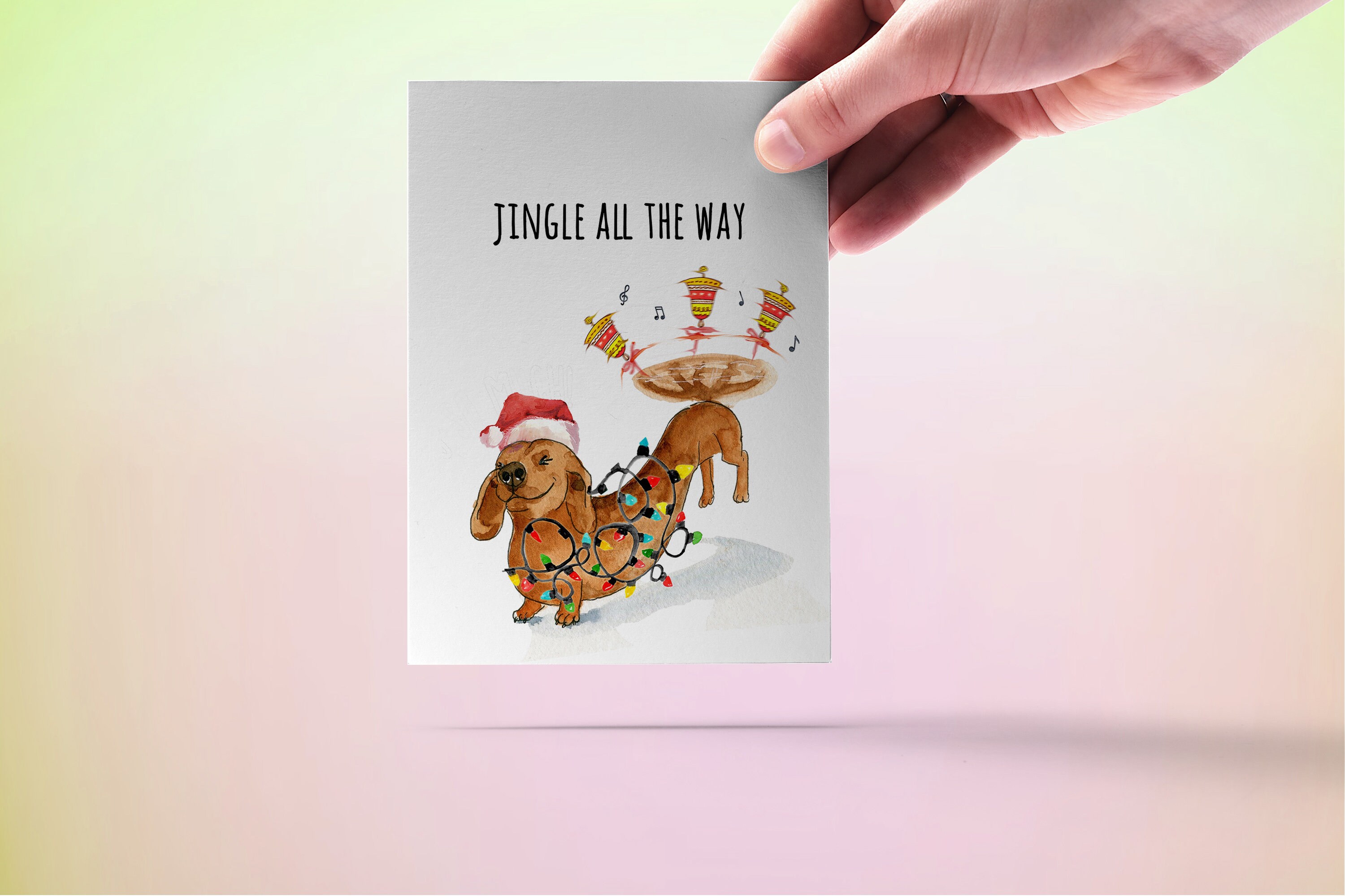 Dachshund Christmas Card Funny - Wiener Dog Jingle All the Way - Liyana ...