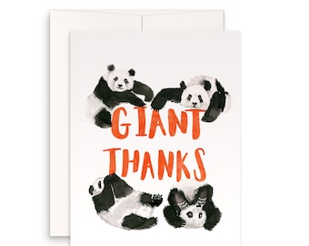 Giant Panda Bear Funny Thank You Cards For Friends - Baby Shower Thank You Gift