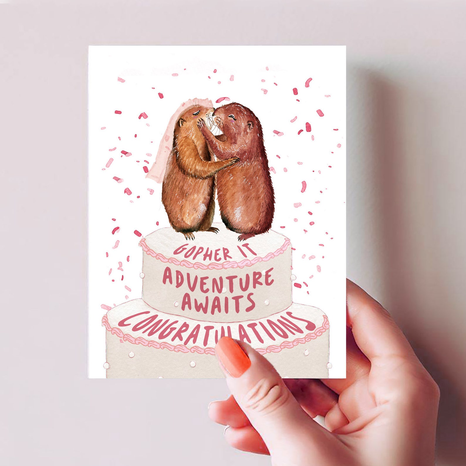 Gopher Bride Groom Funny Wedding Card - Cute Wedding Card for Bridal ...