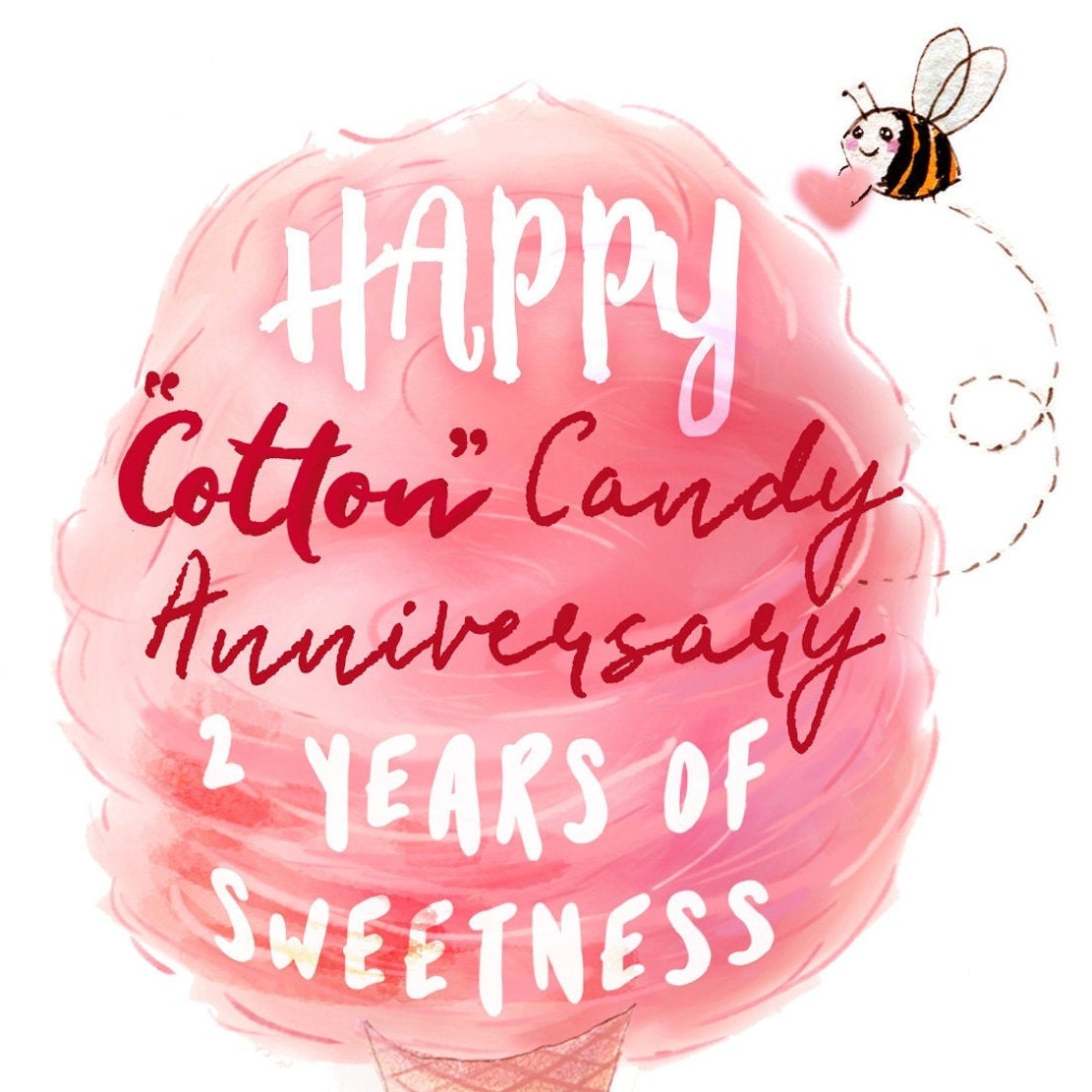 2nd Anniversary Card Cotton Candy 2 Years of Sweetness Etsy