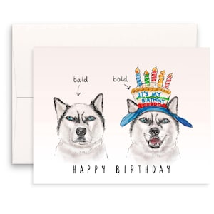 Bald To Bold Husky Hund Geburtstagskarte Lustig - Geburtstagskarte für Männer - Papa Geburtstagskarten für Hundeliebhaber - Liyana Studio Handmade