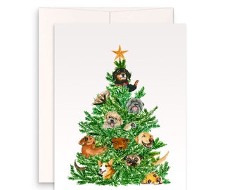 Dog Christmas Card Funny - Dogs Christmas Tree Ornaments - Dachshund Corgi Labrador Retriever Pug Pitbull Dog Lovers