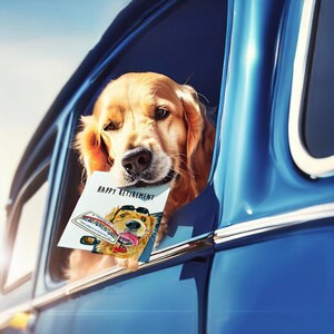Dog Retirement Card - Coworker Leaving Farewell Cards - New Adventure Golden Retriever image 3