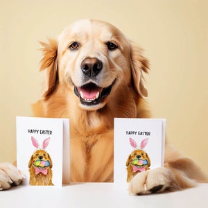 Golden Retriever Dog Funny Easter Cards For Kids Watercolor Egg Easter Gifts For Granddaughter image 3