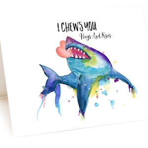 I Chews You Shark Love Card For Boyfriend, Funny Shark Valentines Card For Him, I Choose You Funny Love Card For Husband, Boyfriend Card