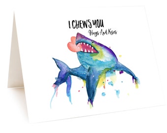 I Chews You Shark Love Card For Boyfriend, Funny Shark Valentines Card For Him, I Choose You Funny Love Card For Husband, Boyfriend Card