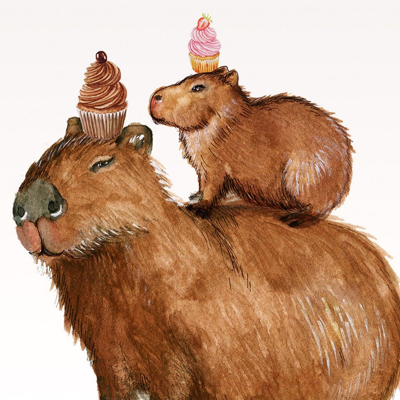 Capybara Birthday Card For Friends Capy Birthday Puns Mom And Baby Birthday Cards Funny image 4