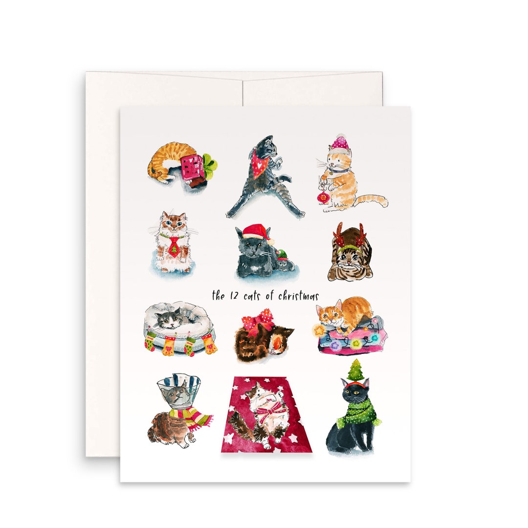 Funny Cat Christmas Cards - 12 Days of Christmas for Cat Lovers - Etsy