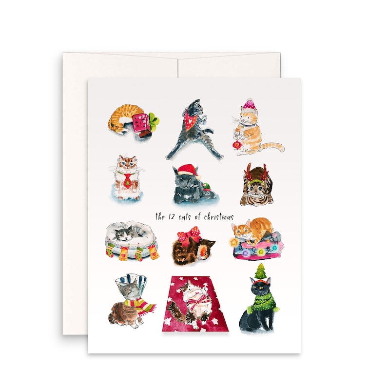 Funny Cat Christmas Cards 12 Days Of Christmas For Cat Lovers Original