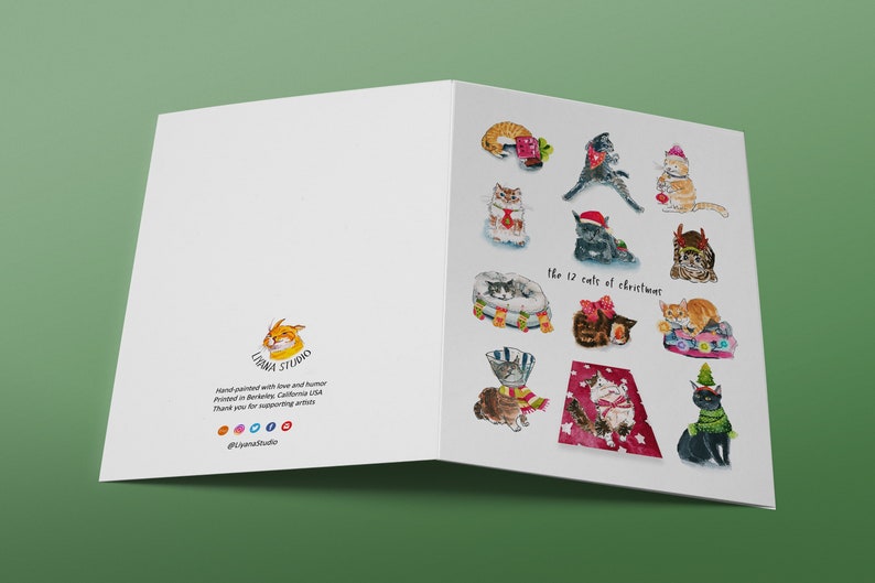 Funny Cat Christmas Cards - 12 Days of Christmas for Cat Lovers - Etsy